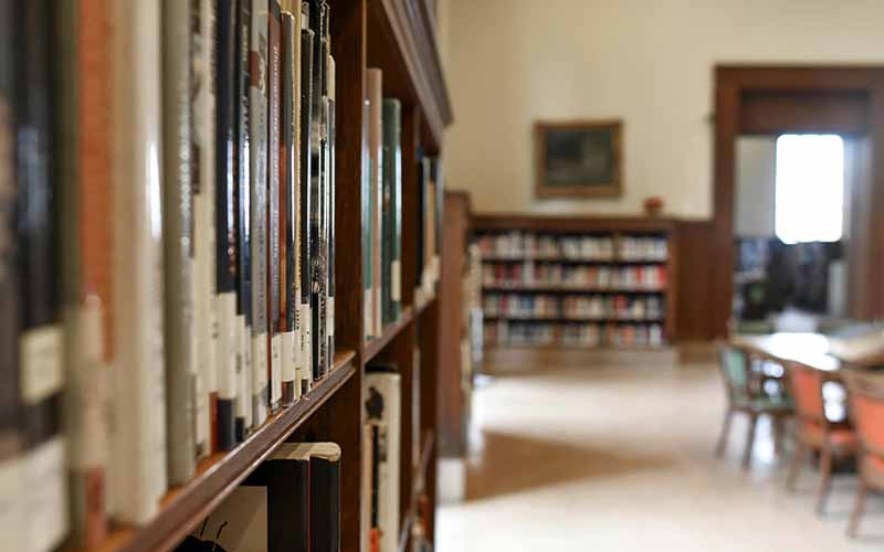 books on shelf at library